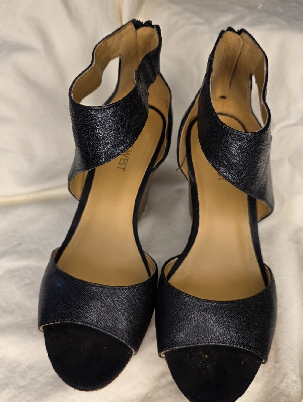 Nine West Women's Black Open-Toe Ankle Strap Heels Size 8